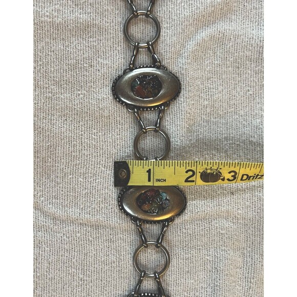 No Boundaries Women's Metal Chain Belt - Resin Rocks -  Stone Design -  Size M/L - Picture 4 of 11
